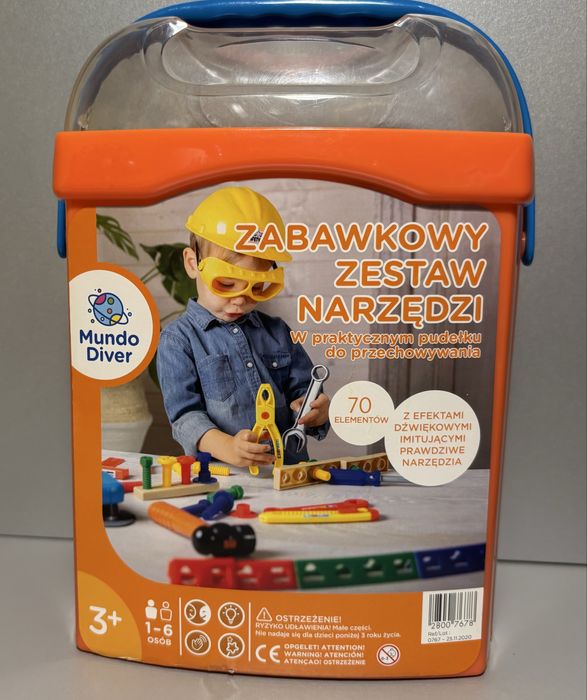 Zabawkowy zestaw narzędzi Mundo Diver, majsterkowicz, 66 elementów