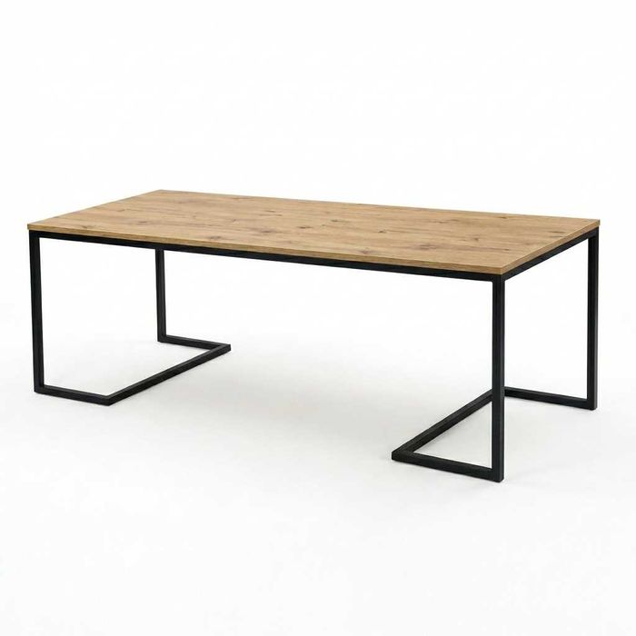 NA WYMIAR STOLIK KAWOWY LOFT industrial metalowy czarny blat płyta dąb craft złoty rama stalowa nowoczesny do salonnu biura minimalistyczny stabilny