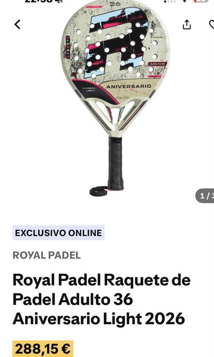 Raquete Royal Padel 36 Aniv Light 2026 - Como Novo
