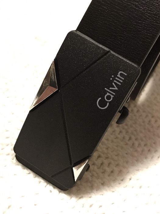 Мужской кожаный ремень чоловічий ремінь автомат Calviin новий 120см