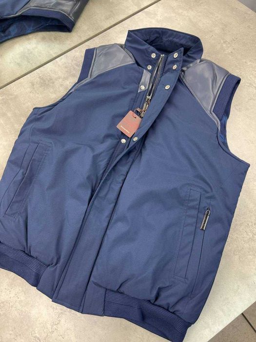 Мужская жилетка Stefano Ricci синяя жилетка натуральная кожа v082