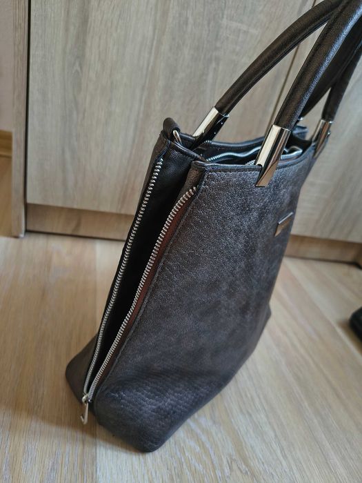 Torba wężowy print Laura Biaggi w rękę pojemna elegancka A4