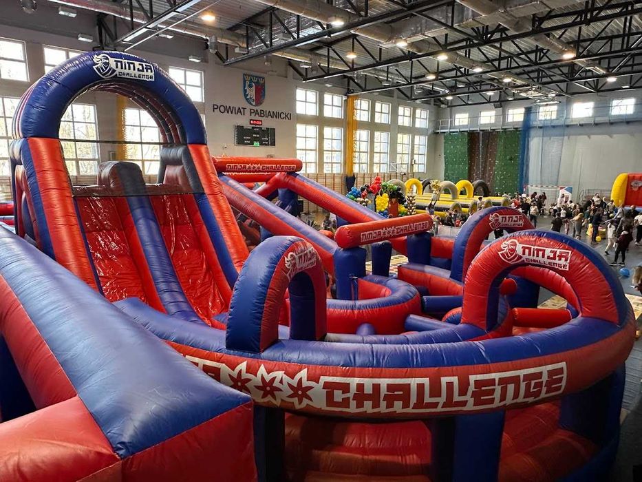 Gigantyczny dmuchany tor przeszkód 70m dmuchaniec na wynajem