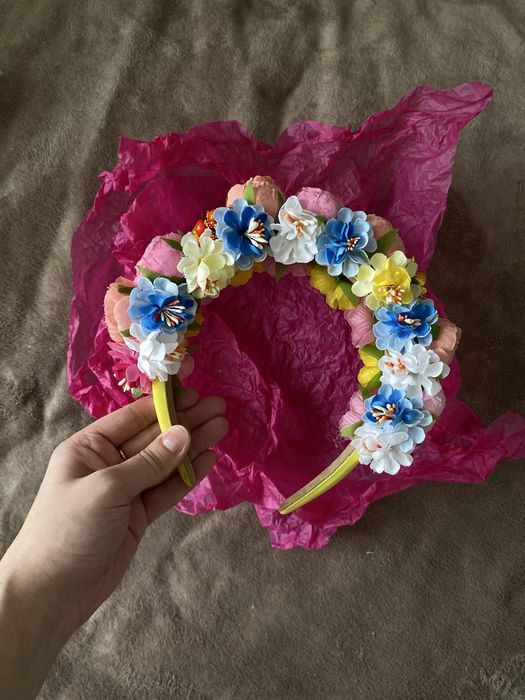 Opaska kwiatowa handmade, kolorowa, wiosenna