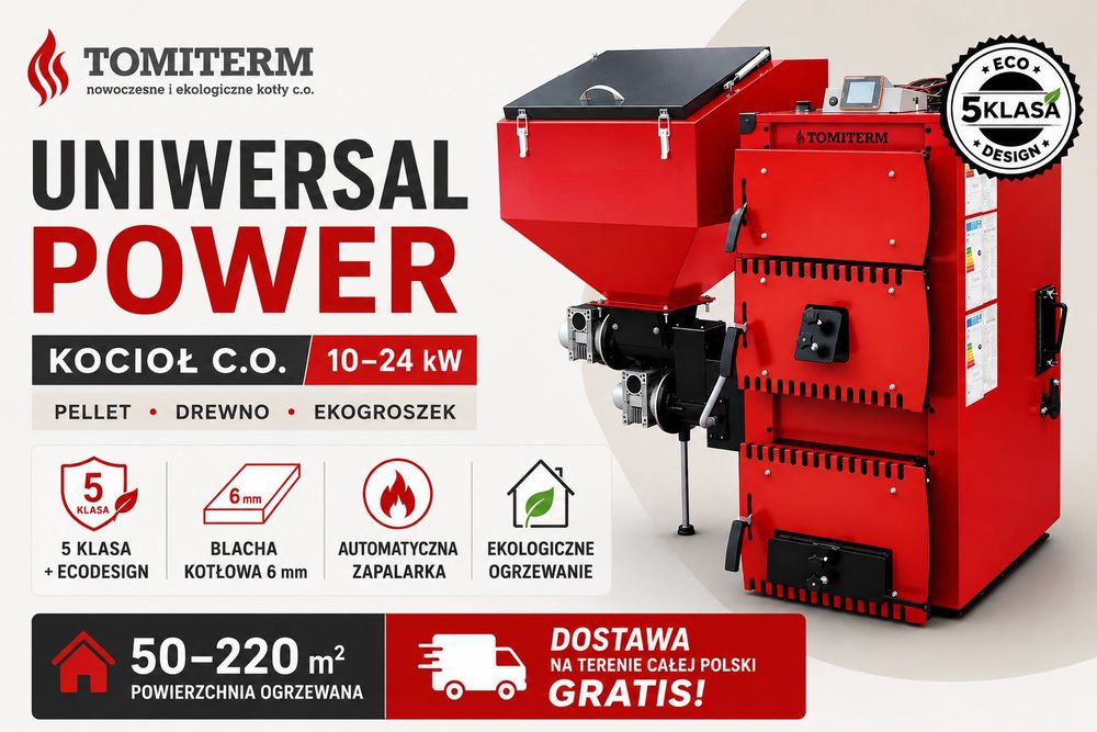 Kocioł Piec CO na pellet, drewno, groszek Uniwersal Power 12kW