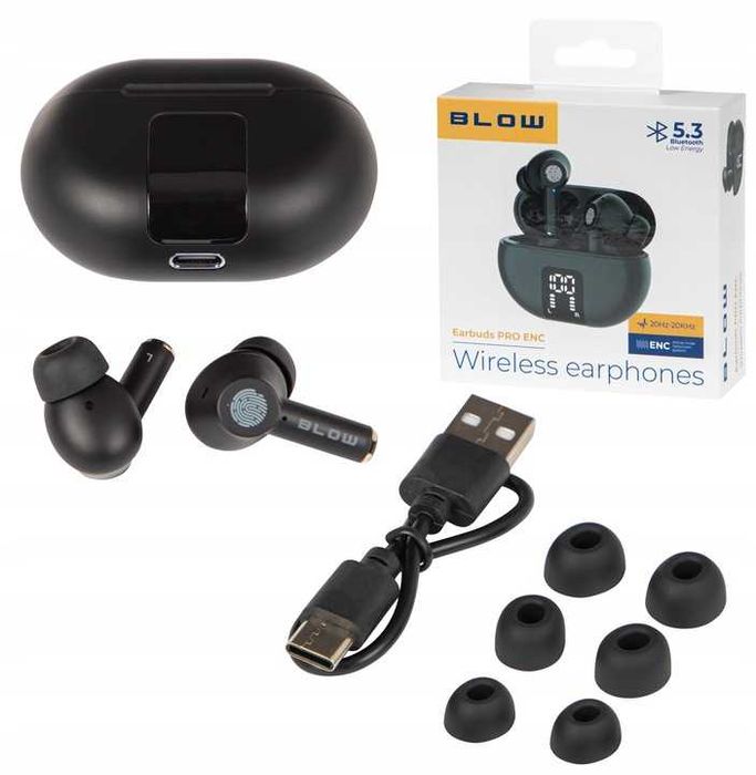 SŁUCHAWKI Bezprzewodowe dokanałowe PRO ENC Bluetooth 5.3 USB-C Etui
