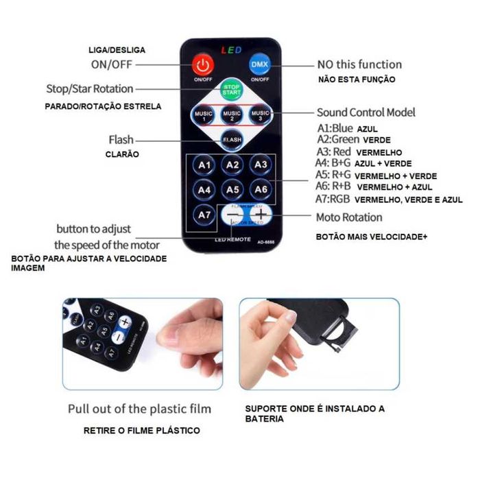 Luz Led com Sensor de Som e Comando