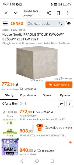 Nowy komplet stolików