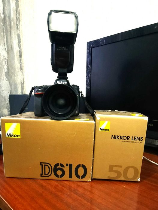 NIKON D 610+Nikkor lens Af-s 50 mm f/1.4 G+Speedlight MK 950II, сумка.