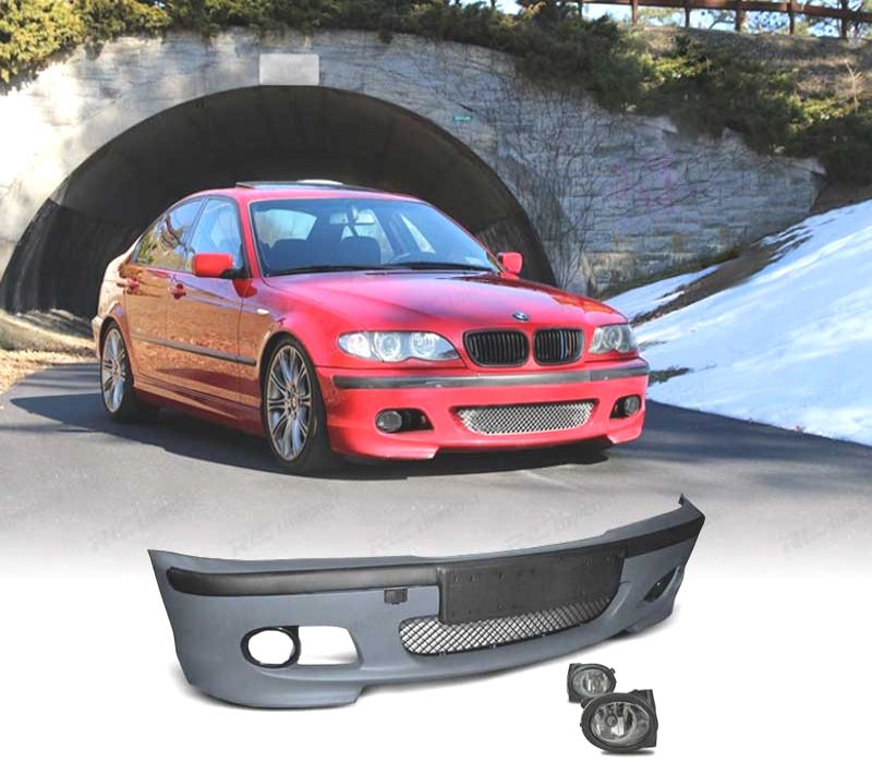 KIT CONJUNTO PARA-CHOQUES BMW E46 99-05 LOOK M + FARÓIS DE NEVOEIRO
