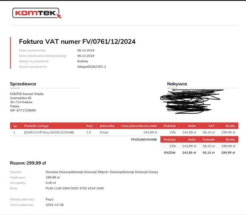 HP ENVY 6020e - stan idealny, GWARANCJA