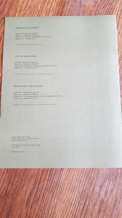 Miniatury gitarowe - nuty (M. Giuliani, S. Joplin, S. L. Weiss)