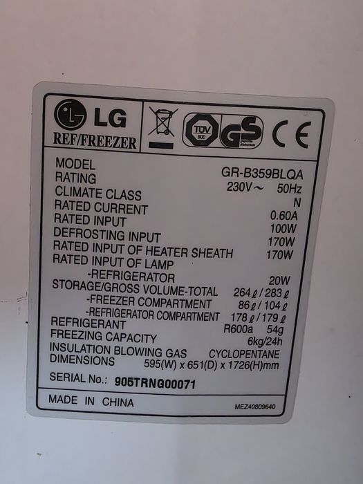 Frigorífico combinado LG