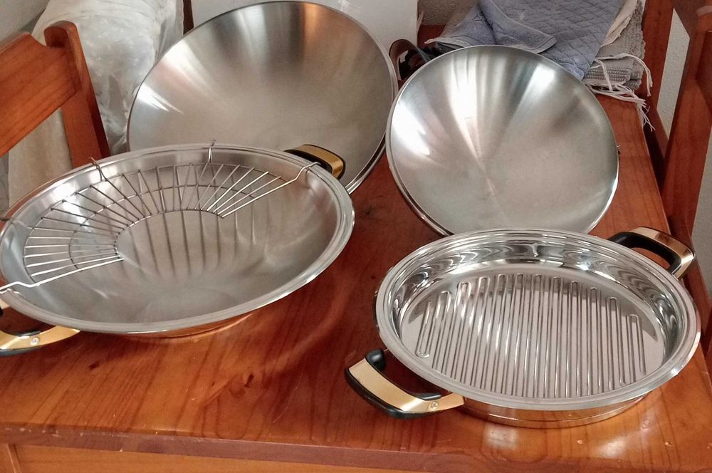 Grelhador e wok em inox Euromarket novos