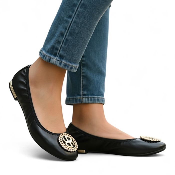 Baleriny buty damskie czarne balerinki na gumce 6379 rozm. 38