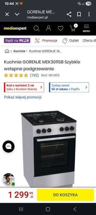 Kuchenka z piekarnikiem gazowo-elektryczna Gorenje MEK3011SB