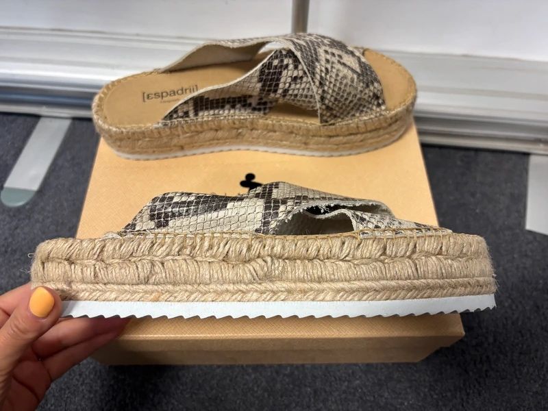 Espadrij espadryle hiszpańskie buty klapki na platformie skóra skorzan