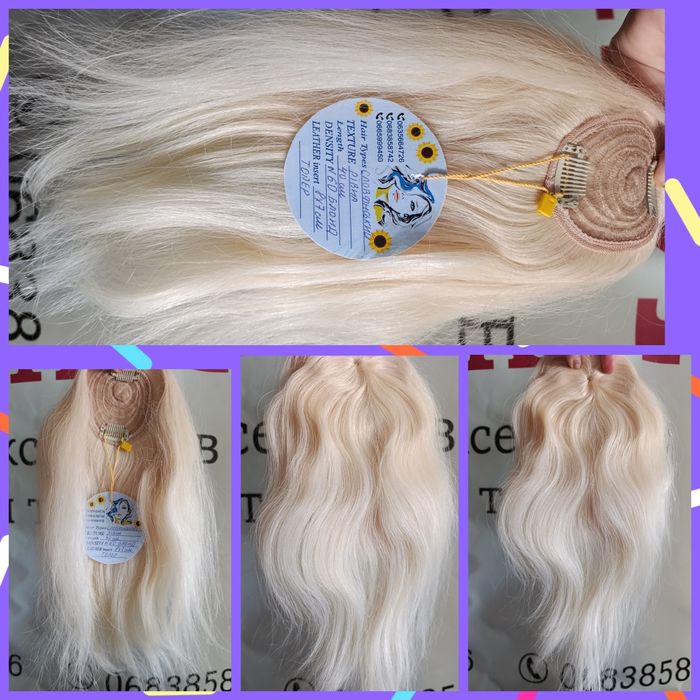 Натуральні 100% волосся накладки на макушку на заколках