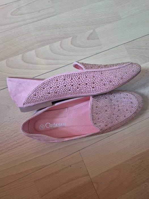 Różowe damskie espadryle z cekinami Groto gogo rozmiar 40