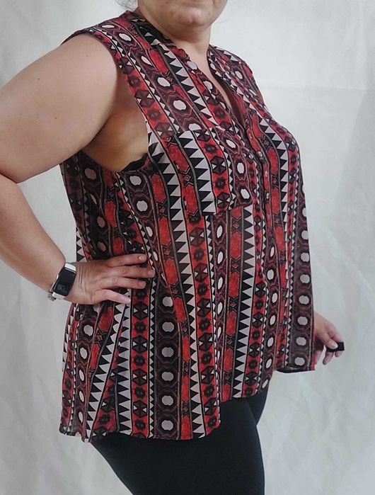 Bluzka koszulowa koszula szyfon H&M 46 grunge etno 48