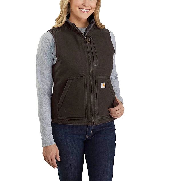 Damska Kamizelka Carhartt Sherpa Lined Mock Neck Vest DARK BROWN (L)