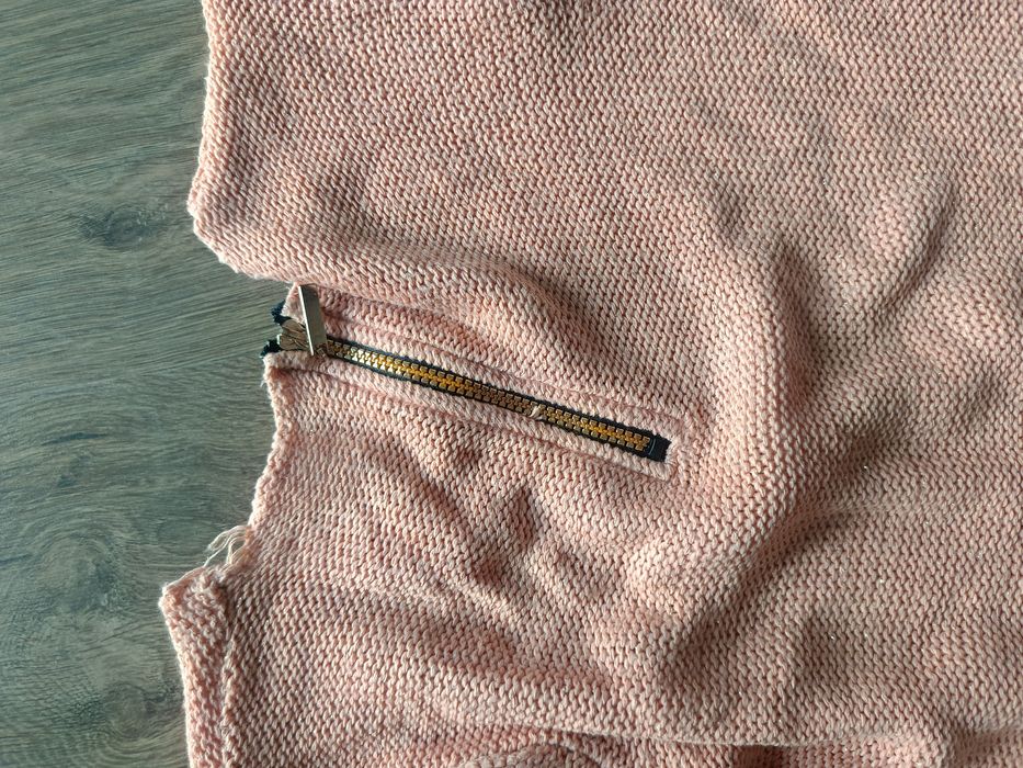 Sweter dzianinowy z zamkiem pleciony ażurowy 42 xl