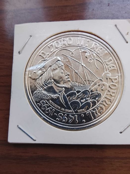 Moeda de 1000 escudos de 1995, de D. João II, em Prata