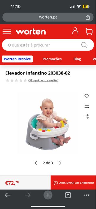 Cadeira Poltrona bebé 3 em 1 Infantino