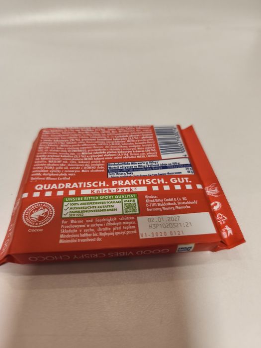Ritter sport czekolada mleczna z chrupiącymi płatkami