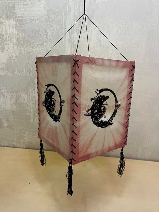 Складной фонарь плафон подвесной в восточном стиле ткань батик