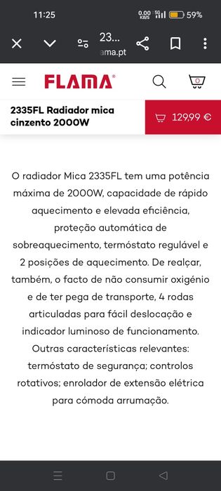 Radiador Confort mica flama 2335fl