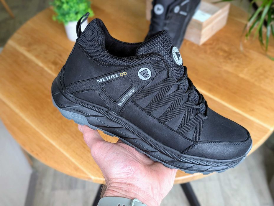 Зимові чоловічі напівчеревики кросівки натуральна шкіра прошиті легкі