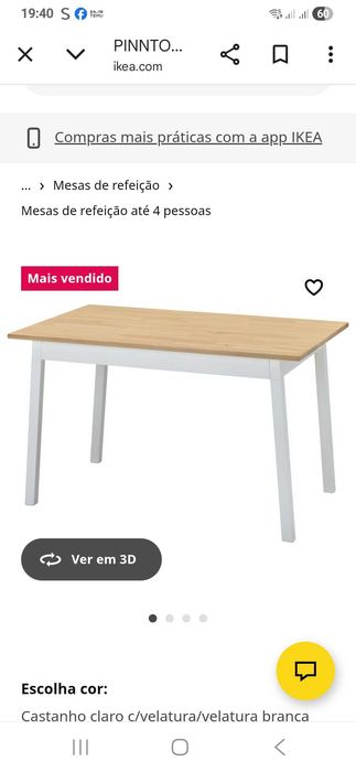 Mesa cozinha branco e madeira clara excelente estado