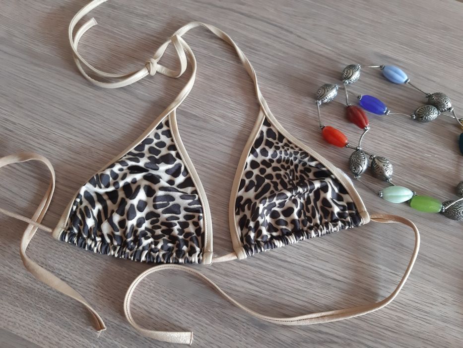 Kostium kąpielowy Calzedonia cobey bikini góra panterka złote troczki