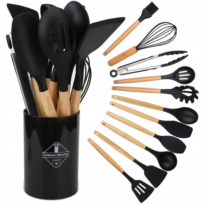 Przybory Kuchenne Silikonowe Drewniane.