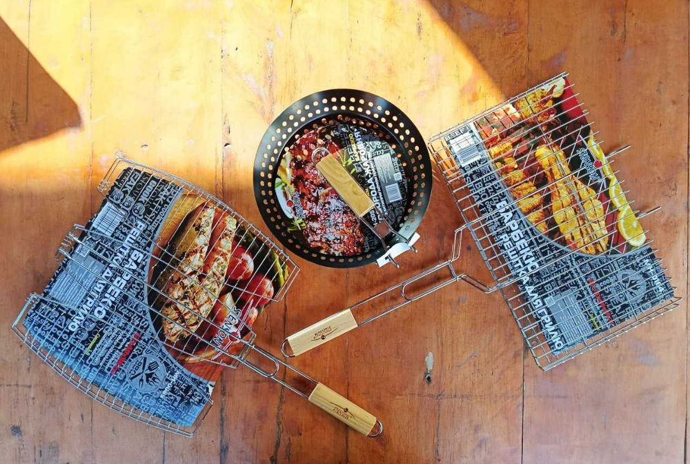 Набір барбекю (3 в 1) Решітка-гриль, Решiтки для риби, Пательня ББК