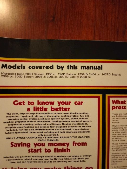 Haynes - Mercedes-Benz 200d, 240d e td, 300d e 300td (manual técnico)