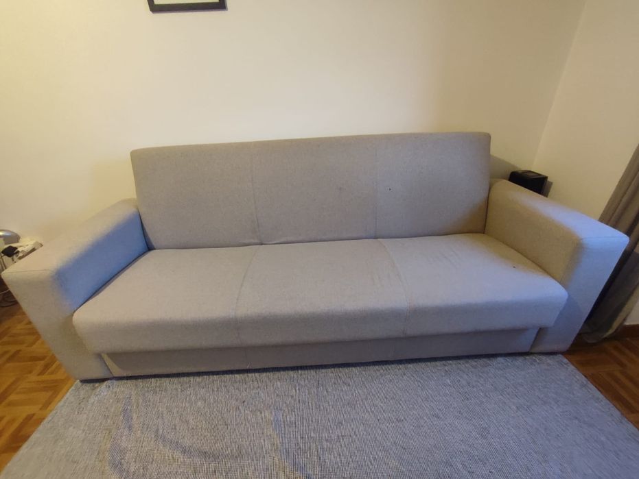 Sofá-Cama 3 Lugares Bege - 2,10m - Bom Estado