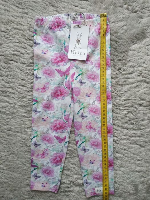Nowe legginsy/różowe/kwiaty/motyle/prezent/Helen/r.92/98