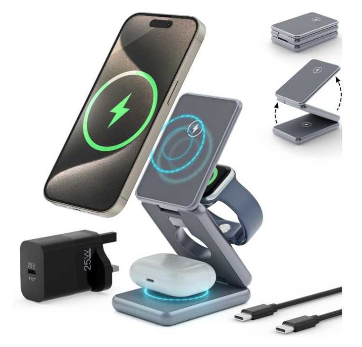 Decqle Magnetyczna Bezprzewodowa Stacja Ładująca 3 w 1