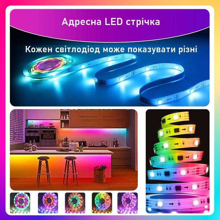 Wi-Fi Адресна світлодіодна стрічка 5 метрів 300 світлодіодів