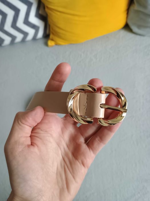 Nowy, damski pasek 100 cm - beżowy