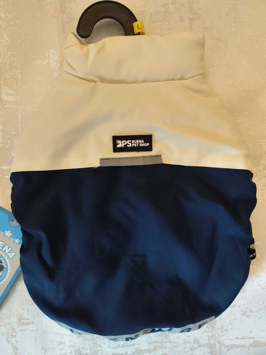 Casaco Impermeável azul e branco para Cão - L - novo