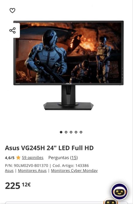 Monitor gaming asus 245h