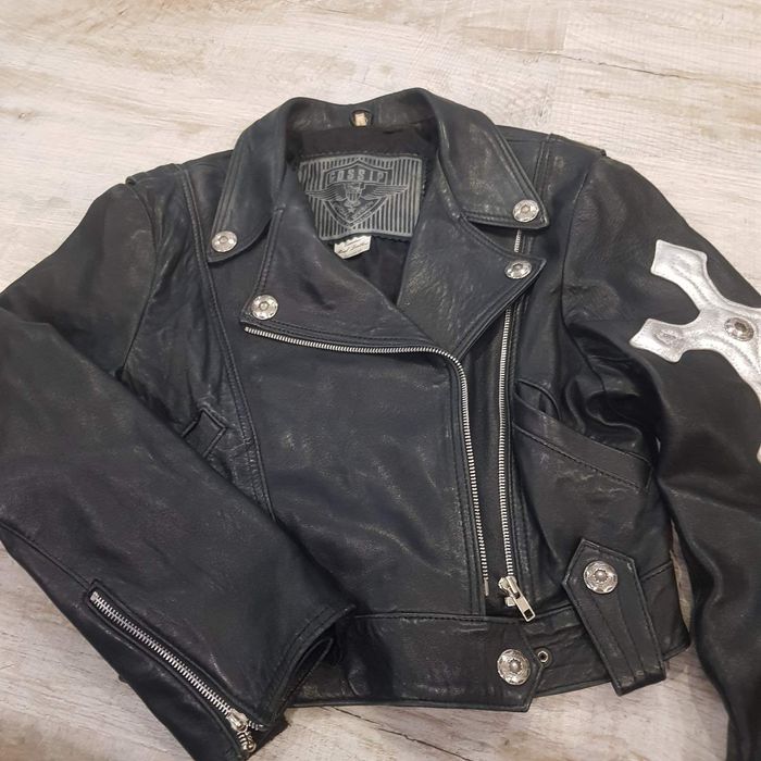 Кожаная куртка Косуха в стиле CHROME HEARTS