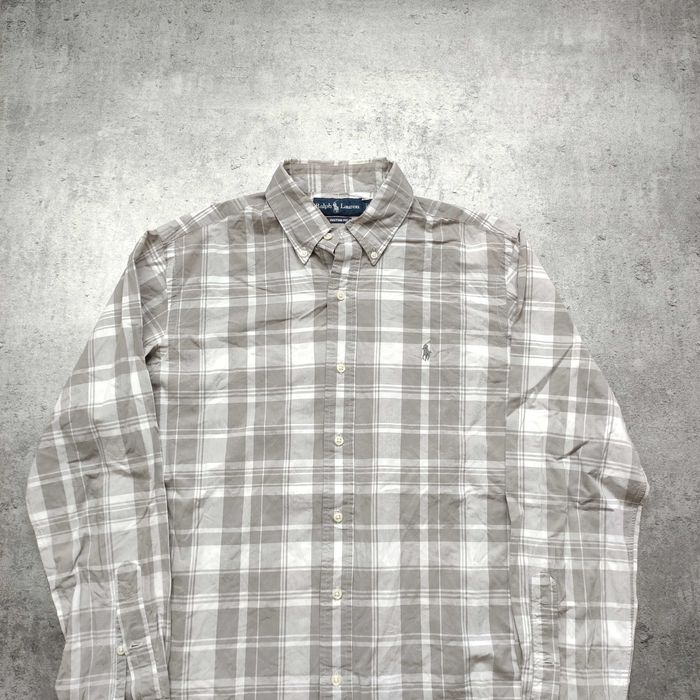 MĘSKA Elegancka PREMIUM Koszula Kratka Szaro Biała Polo Ralph Lauren