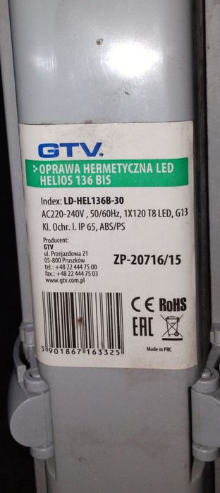 GTV Oprawa hermetyczna LED Helios 136 BIS lampa używana