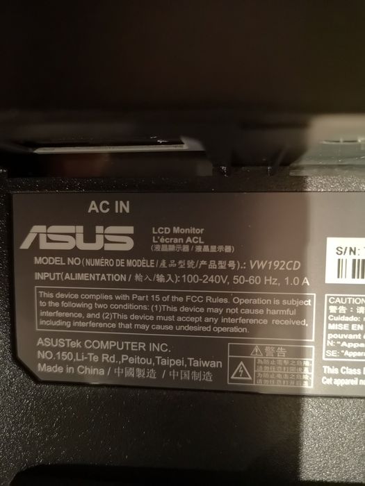 Monitor Asus VW 192 cd