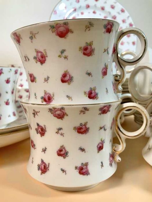 Conjunto de Chá Crown Devon - Rosa