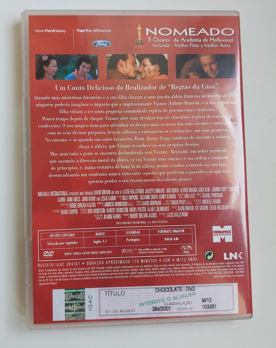 DVD CHOCOLATE Johnny Depp Juliette Binoche Judi Dench